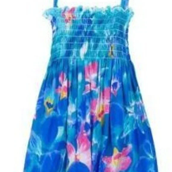 Women's Small Beach Spaghetti Straps Sundress Blue Pink Floral Summer Dress NWT - Picture 3 of 16